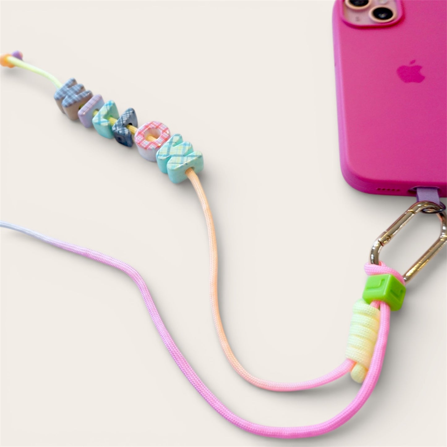 Personalised Adjustable Phone Sling Lanyard – Handmade Pastel Paracord Strap