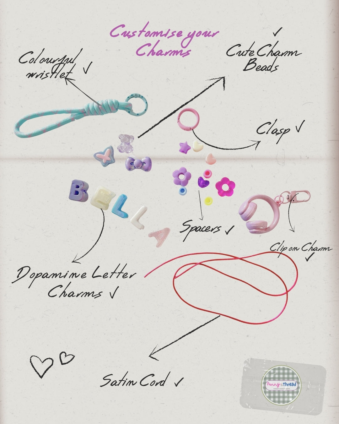 DIY Charm Kit (Chunky Letters and Kawaii beads)