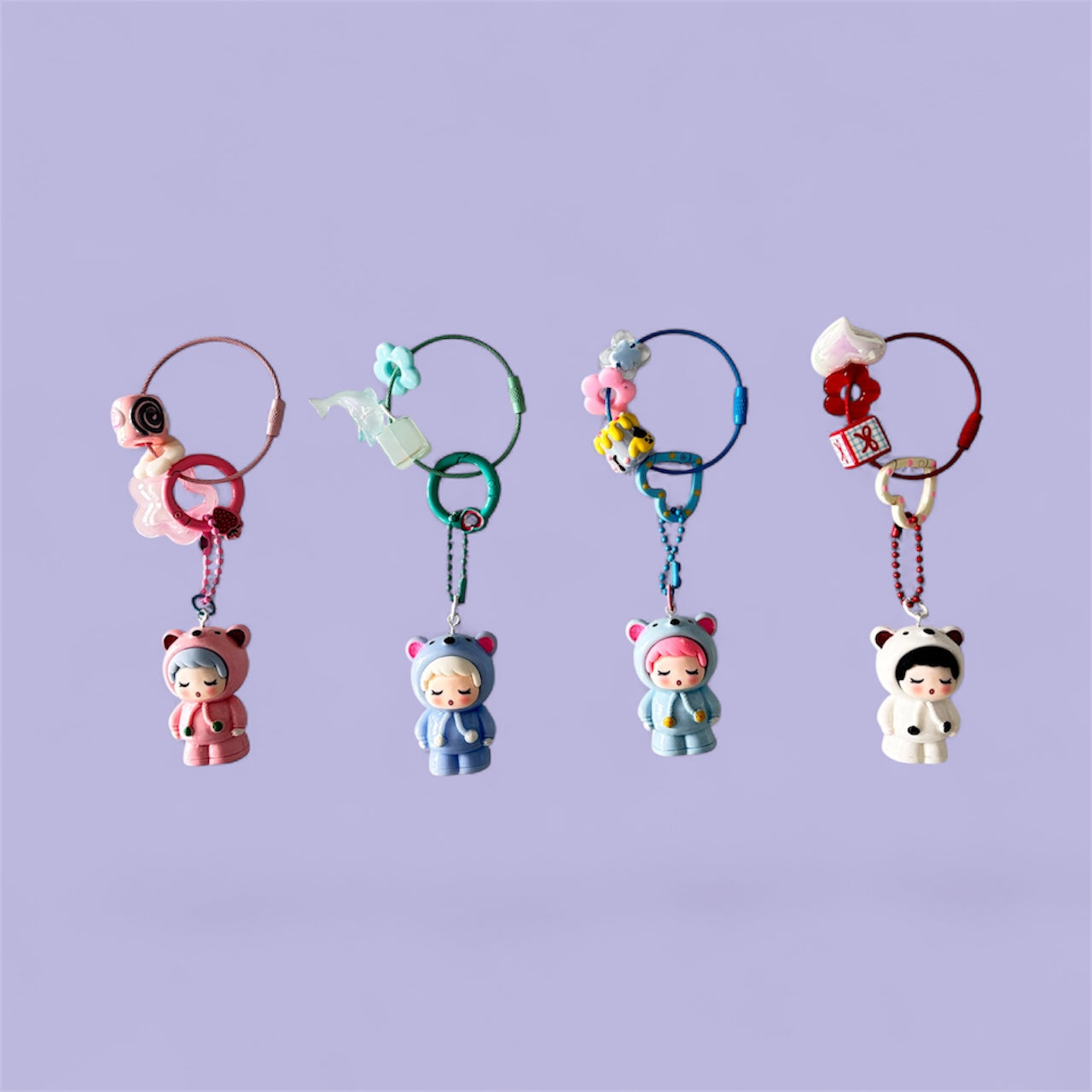 Whimsical Hoodie Character Keychains