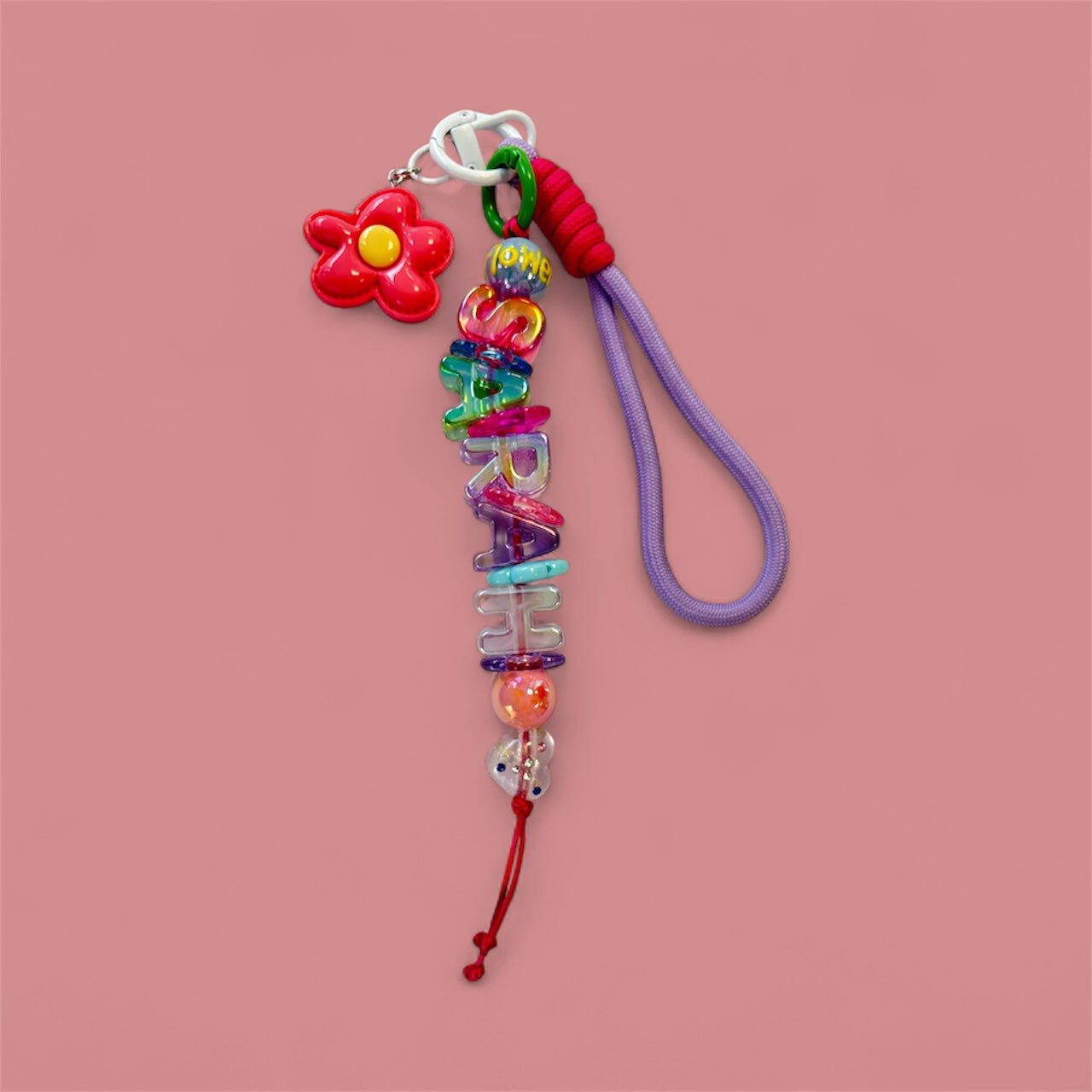 Custom Name Keychain – Personalised Beaded Charm Keyring with Wristlet