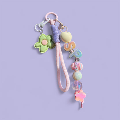 Custom Name Keychain – Personalised Beaded Charm Keyring with Wristlet