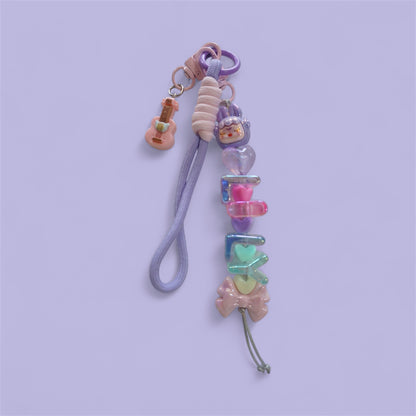Custom Name Keychain – Personalised Beaded Charm Keyring with Wristlet
