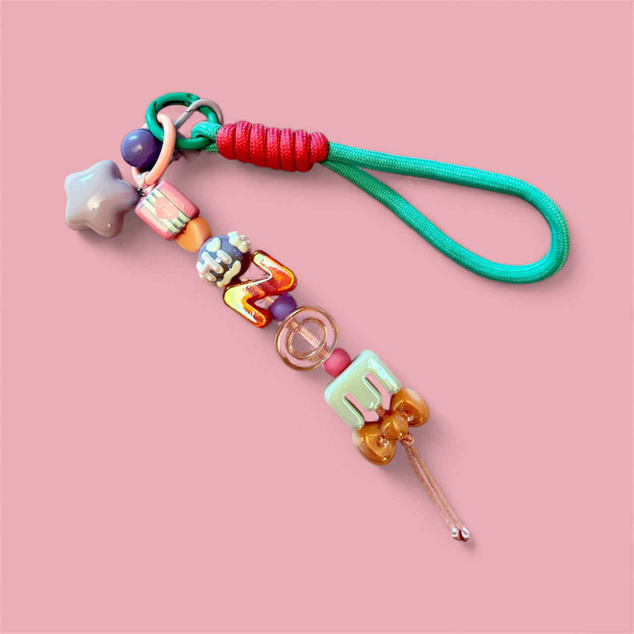 Custom Name Keychain – Personalised Beaded Charm Keyring with Wristlet